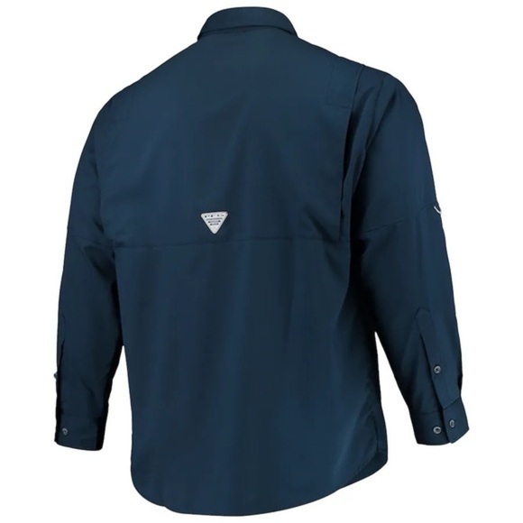 Men's Columbia Navy Dallas Cowboys Tamiami‎ II Long Sleeve Size Medium Shirt - Picture 2 of 7